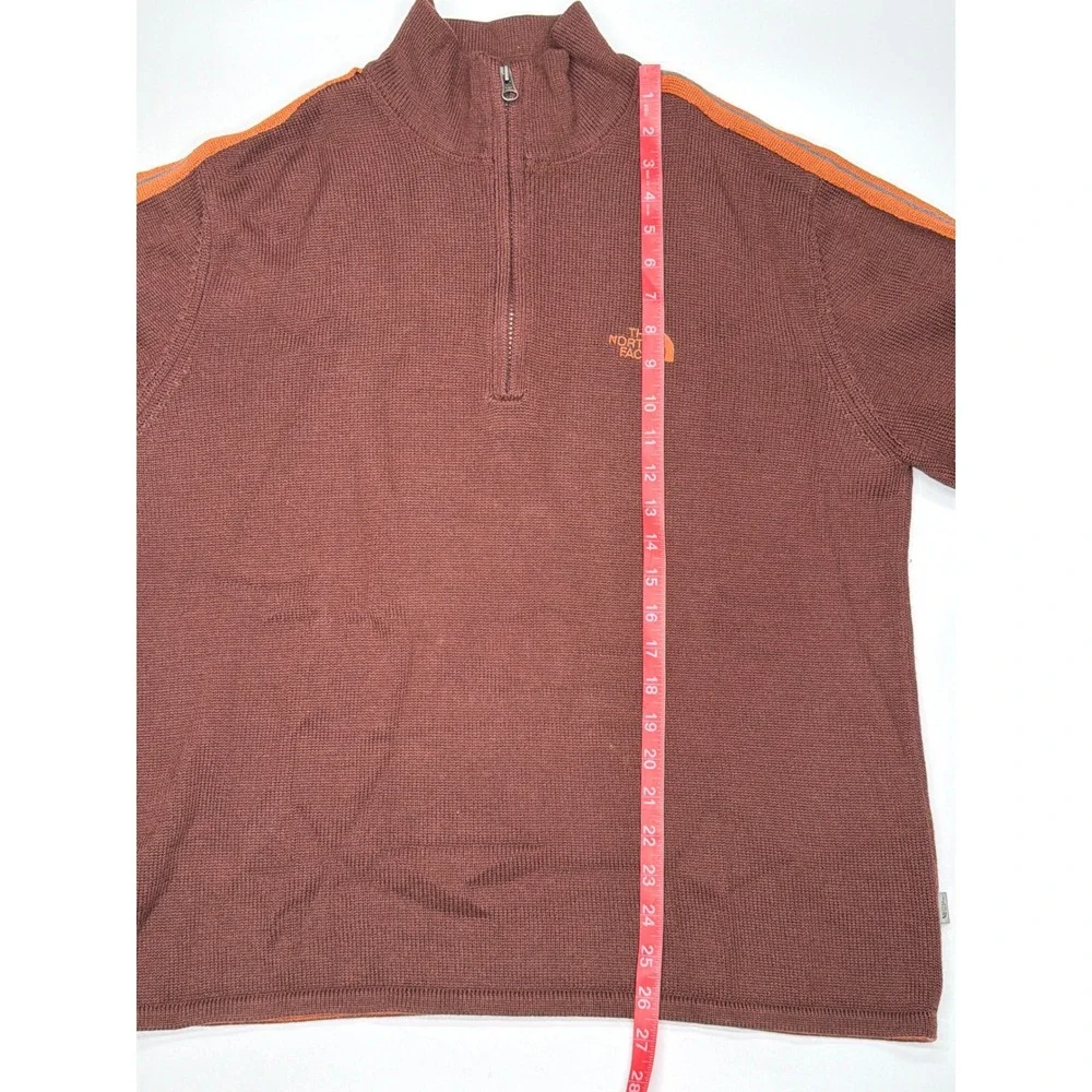 The‎ North Face Mens Large Brown Quarter Zip Sweater Orange Stripe Gorpcore